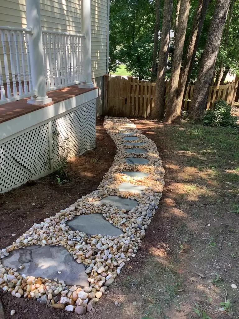 river stone pathway