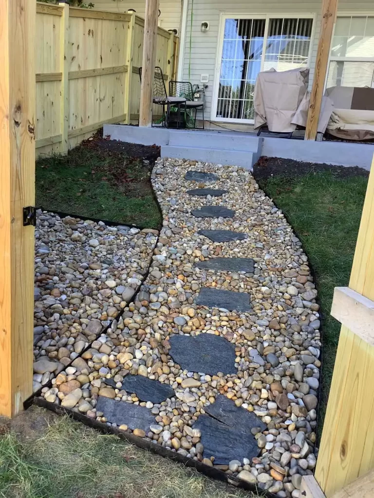 Black stone pathway