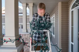 man decorating the post