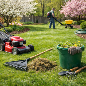 Spring lawn maintenace in Northern VA