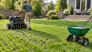 Core aeration and overseeding